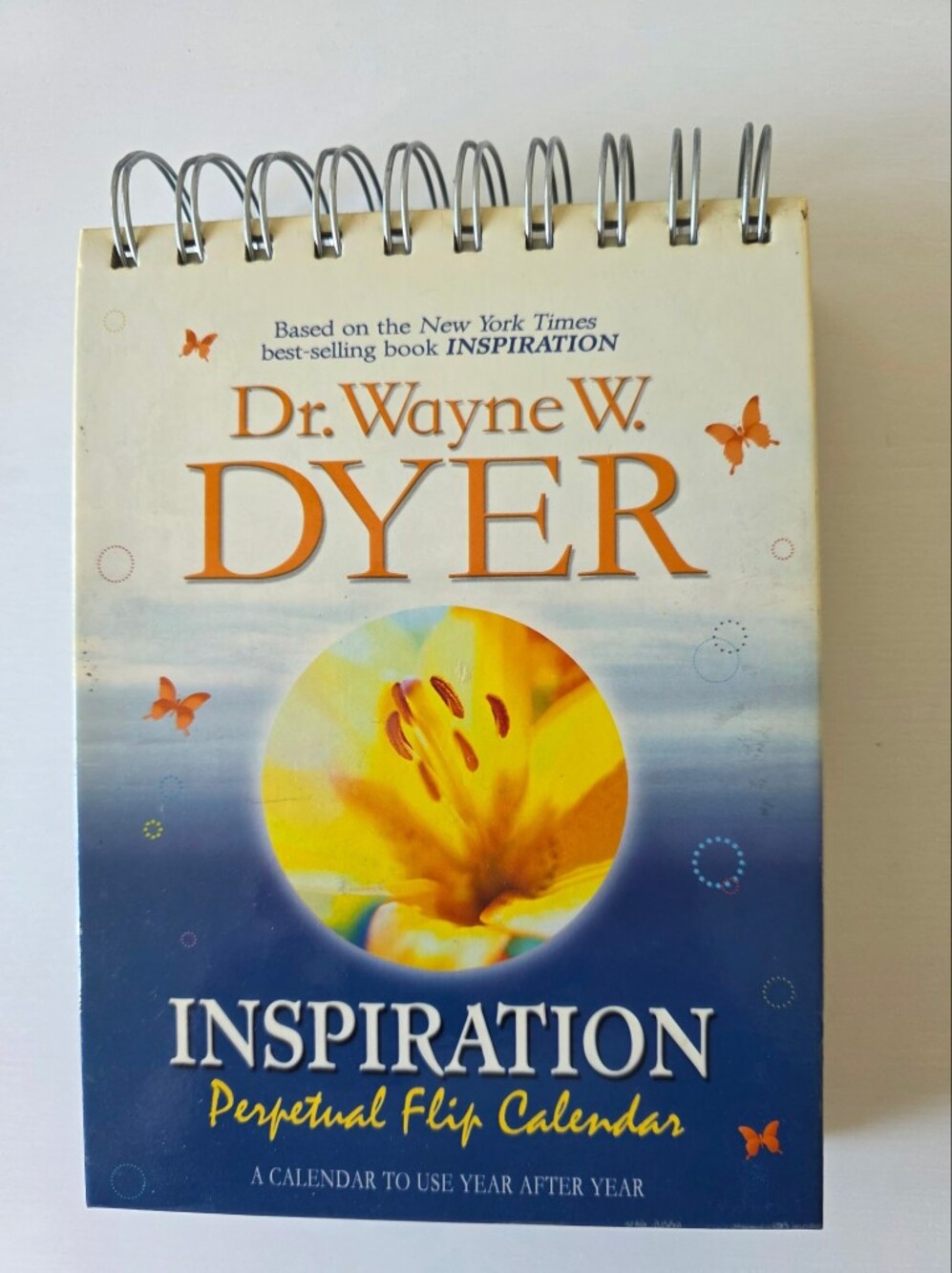 Dr. Wayne W. Dyer Inspirational Perpetual Flip Calendar - Yellow Blue Cover